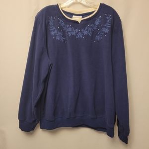 Alfred Dunner - Blue fleece sweatshirt, double collar - 90's vintage - XL